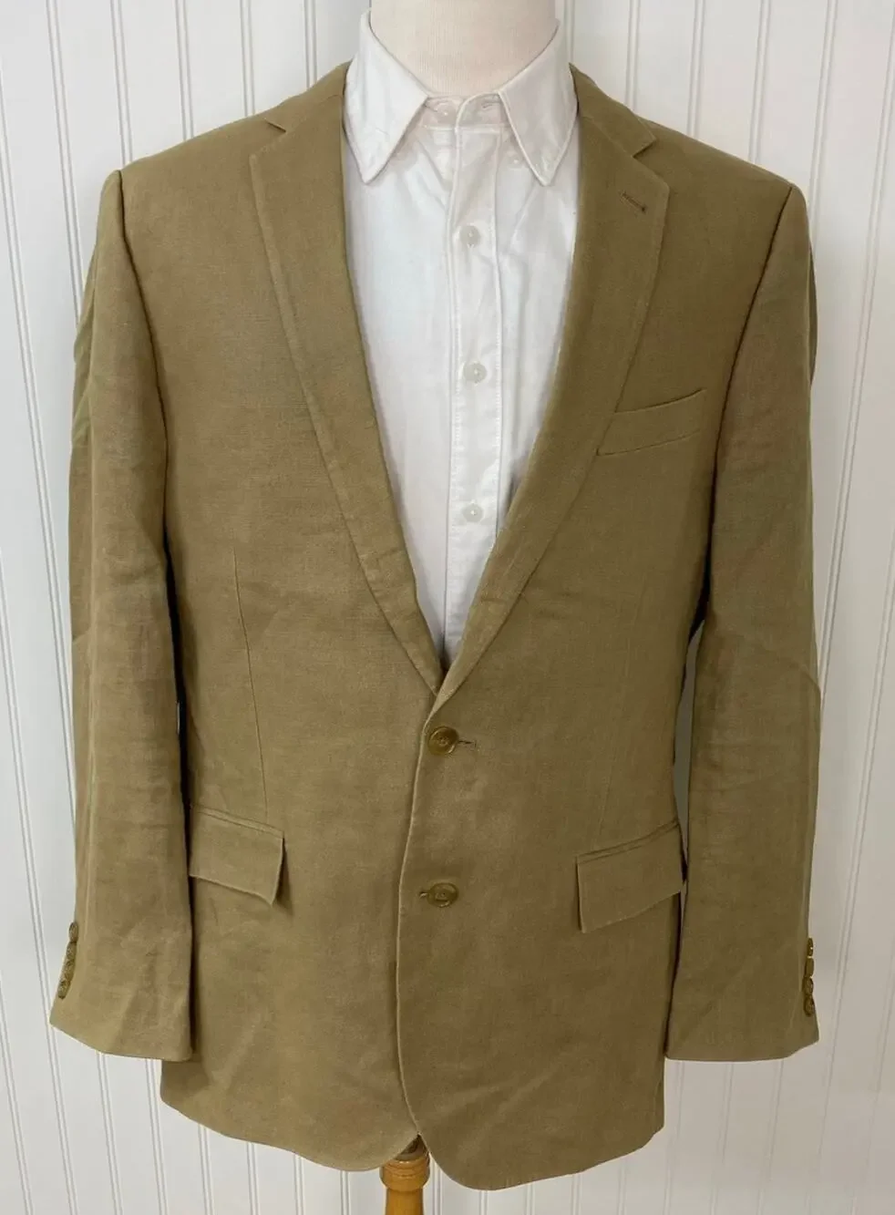 J. Crew Ludlow 2-button 100% linen tan lined sport coat blazer suit jacket, 44L